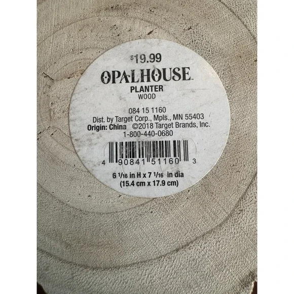 Opalhouse Unfinished Solid Wood Planter w/h Swirling Grooved Ridges 6" x 7" - Picture 3 of 3